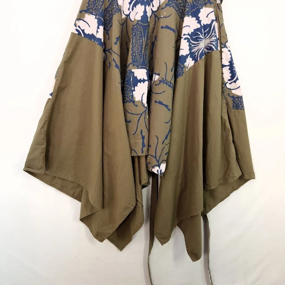 Making The Cut Tie Dress Handkerchief Hem Button Down Short Puff Sleeves Medium - Picture 14 of 15